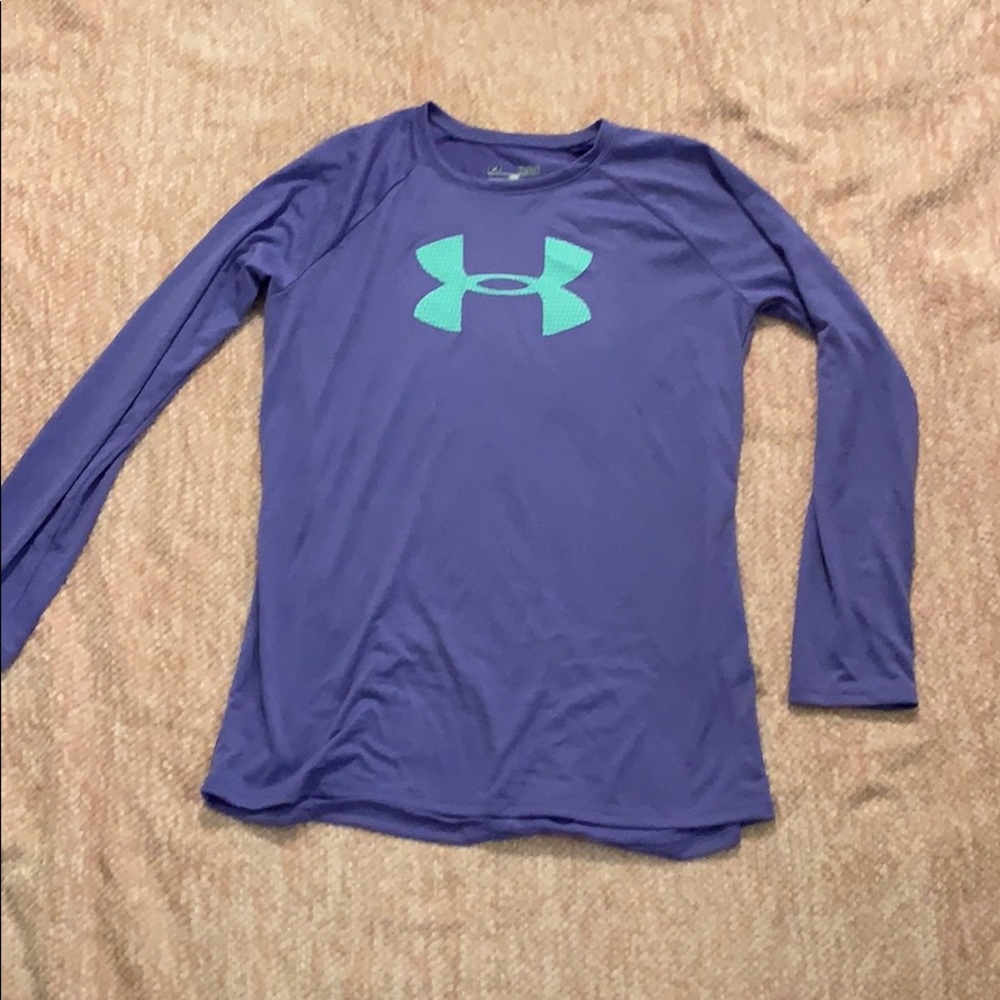 Under armor purple/green long sleeve t